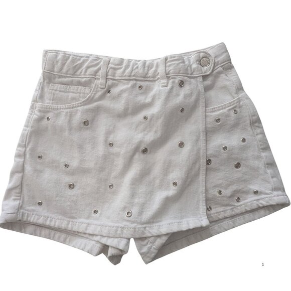 💎ZARA Kids White Eyelet Denim Shorts – Size 13–14Y (164 cm) EUC - Picture 2 of 6
